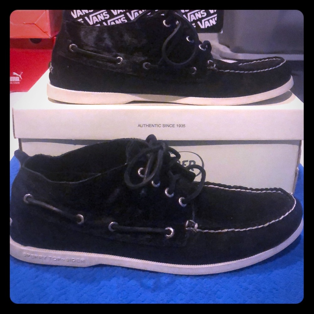 Sperry A/O Chukka Black Suede with Pony Hair